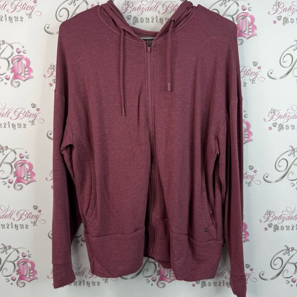 Hyba Tops - Hyba sweater zip up hoodie red wine Burgundy zipper soft cozy Sweater